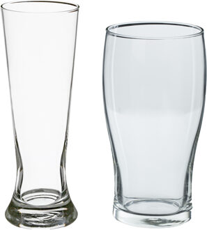 Bierglazen set - pilsglazen fluitje/pint glazen - 8x stuks - glas