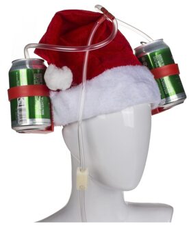 Bierhelm - kerstmuts/Kerstmannenmuts - voor volwassenen - 2 houders