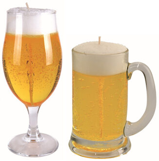 Bierkaarsen - 2x st - bierpul en bierglas kaarsen - bier cadeau voor mannen
