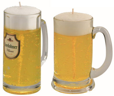 Bierkaarsen - 2x st - bierpul en Duits Iserlohner bierpul glas - kaarsen - bier cadeau
