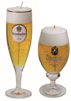 Bierkaarsen - 2x st - Stauder en Krombacher bierglas kaarsen - bier cadeau voor mannen