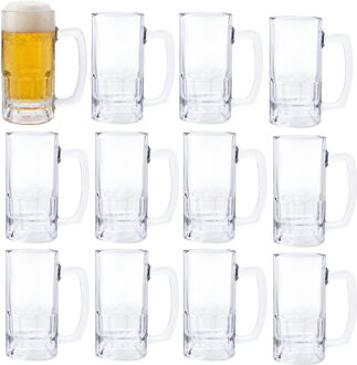 Bierpul - 12x - glas - 36 cl - duits bierglas met handvat - klassiek model - oktoberfest