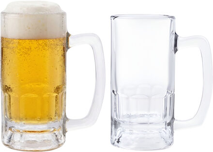 Bierpul - 2x - glas - 36 cl - duits bierglas met handvat - klassiek model - oktoberfest