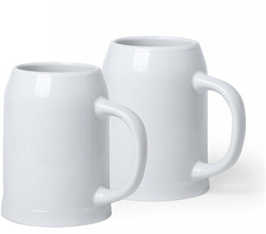 Bierpul - 2x - wit - 700 ml - keramiek - D10,3 x H13,8 cm
