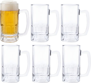 Bierpul - 6x - glas - 36 cl - duits bierglas met handvat - klassiek model - oktoberfest