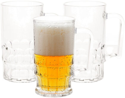 Bierpul/bierglas - 12x - 300 ml - transparant - onbreekbaar kunststof - Bierfeest/Oktoberfest