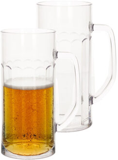 Bierpul/bierglas - 2x - transparant - onbreekbaar kunststof - 560 ml