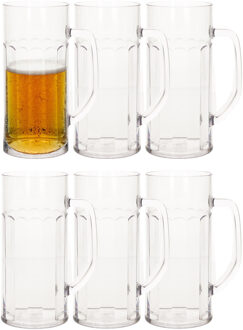 Bierpul/bierglas - 6x - transparant - onbreekbaar kunststof - 560 ml