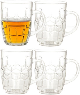 Bierpul/bierglas transparant - 4x - onbreekbaar kunststof - 50 cl/500 ml