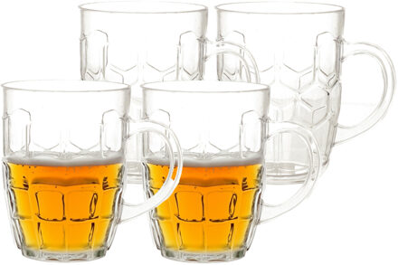 Bierpul/bierglas transparant - 4x stuks - onbreekbaar kunststof - 50 cl/500 ml