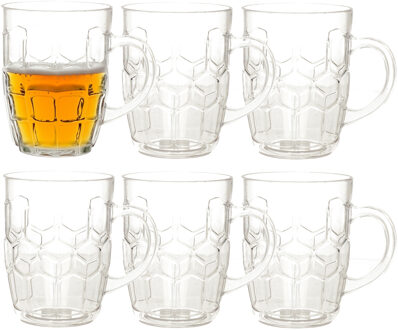 Bierpul/bierglas transparant - 6x - onbreekbaar kunststof - 50 cl/500 ml