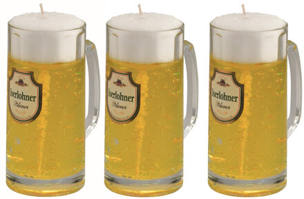 Bierpul kaars - 3x - Duits bier - 15 cm - Bierkaars - Bierglas gadget - Vaderdag of verjaardag cadea