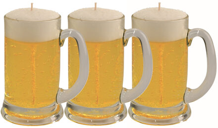Bierpul kaars - 3x - H13 cm x D8 cm - bierkaars - Vaderdag of verjaardag cadeau- Bierglas kaars
