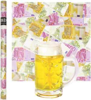 Bierpul Kaars - H7,5 cm met Euro Geld Cadeaupapier - vaderdag - opa - oom cadea