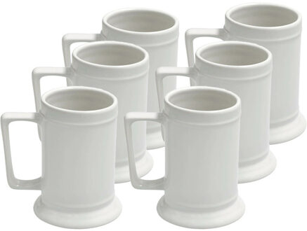 Bierpul van keramiek - 6x - 530 ml - wit - geschikt voor sublimatie en versiering