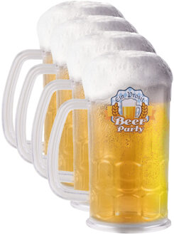 Bierpullen - 4x st - 500 ml - hard plastic - bierglas - halve liter - bier beker - Oktoberfest