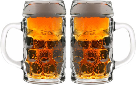 Bierpullen/Bierglazen - 0,5 liter - hard glas - 2x stuks - Bierfeest/Oktoberfest glazen