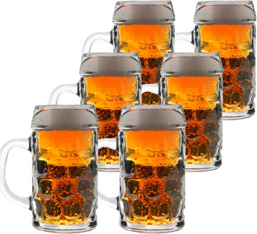 Bierpullen/Bierglazen - 0,5 liter - hard glas - 6x stuks - Bierfeest/Oktoberfest glazen