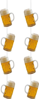 Bierslinger - 2x - 100 x 25 cm - papier - oktoberfest - bierpul - hangdecoratie