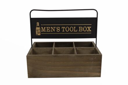 Biertray 'men's Tool Box' 26x18,5x25 Cm Hout Zwart/naturel