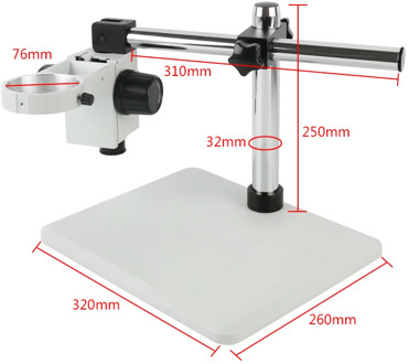 Big Adjustable Boom Table Working Stand Holder + 76mm Ring Holder + 32mm Multi-axis Metal Arm For Trinocular Stereo Microscope