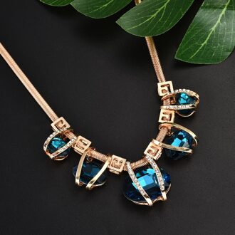 Big Blue Crystal Hanger Ketting Gold Choker Verklaring Bib Ketting Vrouwen Mode-sieraden bijoux femme collares
