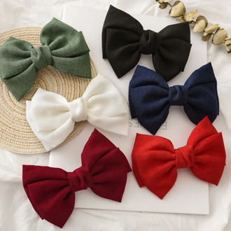 Big Bow With Clip Kids Women Girls Elegant Bow Tie Hair Pins Vintage Black Wine Red Bow Hair Clip Prom Hair Accessories