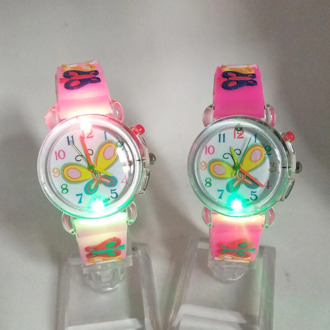 Big Butterfly Dial Kids Watches Colorful Flash Light Electronic Children Watch Girls Birthday Party Gift Boy Clock Wristwatches