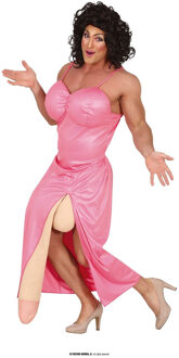 Big Drag Queen Man Kostuum Pink Roze