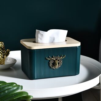 Big Nordic Elanden Tissue Box Home Decoratie Ornamenten Desktop Opbergdoos Servet Houder Voor Woonkamer Slaapkamer Auto groen