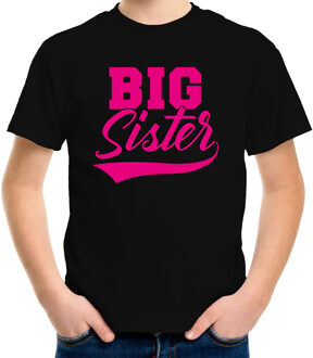 Big sister cadeau t-shirt zwart meisjes / kinderen L (146-152)