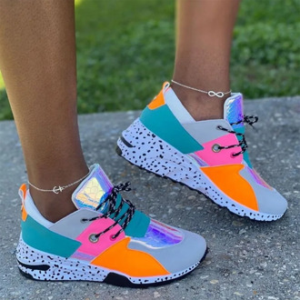 Big Size 35-43 New INS Hot Women's Sneakers Fashion Ladies Lace Up Multicolor Round Toe Sneakers Casual Shoes Woman Sneakers