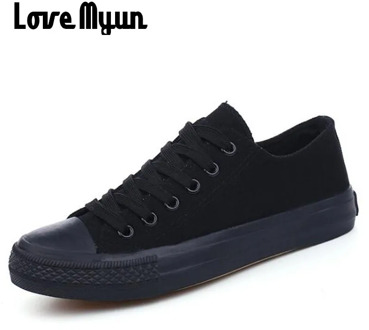 Big size All BLACK Girls Casual Canvas Shoes Breathable Walking Shoes Tenis Fashion Women's Shoes Vulcanize Flats Shoes LL-25