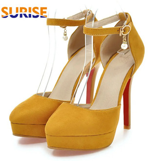 Big Size Summer Flock Women Platform Pumps 12cm Thin Stiletto High Heel Pointed Toe Red Casual Party Office Lady Hollow D'Orsay