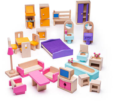 BIGJIGS Houten Poppenhuis Meubels Doll Furniture Set