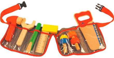 BIGJIGS Rode Gereedschapsgordel met Houten Gereedschap - Bigjigs - Met Klipsluiting - 10-Delig