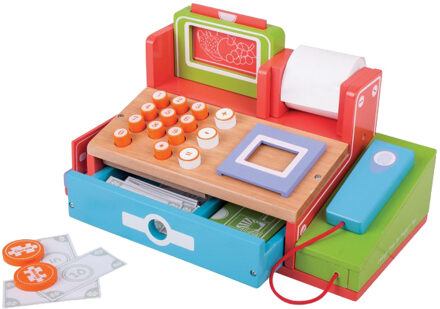 Bigjigs Toys houten kassa met scanner, 30dlg.