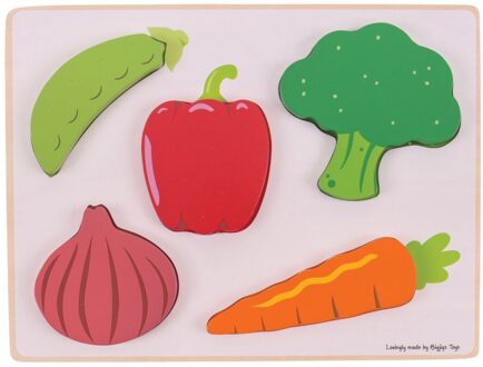 Bigjigs Toys Houten Puzzel Groenten, 5dlg.