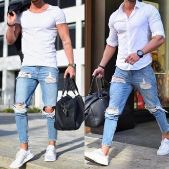 Bigsweety Mannen Denim Broek Stretch Vernietigd Ripped Enkel Broek Rits Skinny Jeans Voor Mannen Plus Size jeans Xxxl