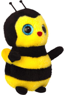 Bijen knuffel - geel zwart - pluche - 17 x 5 cm