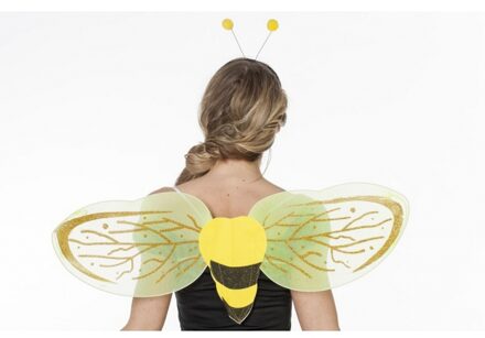 Bijen verkleed set 2 delig - vleugels en diadeem - voor kinderen Multi