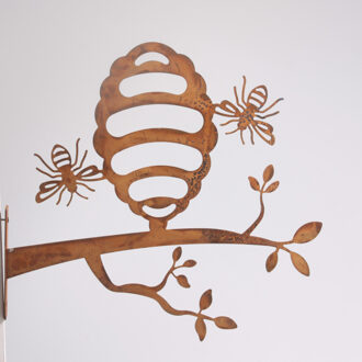 Bijennest metaal 34x33cm roestkleur bruin