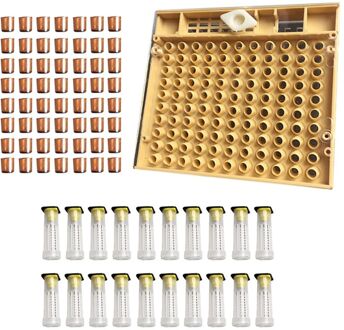 Bijenteelt Gereedschappen Apparatuur Set Queen Opfok Systeem Cultiveren Doos 110 Pcs Plastic Bee Mobiele Kopjes Cup Kit Koningin Kooi