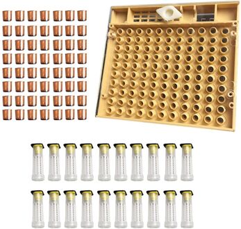 Bijenteelt Gereedschappen Apparatuur Set Queen Opfok Systeem Cultiveren Doos 110pcs Plastic Bee Mobiele Kopjes Cup kit Koningin Kooi