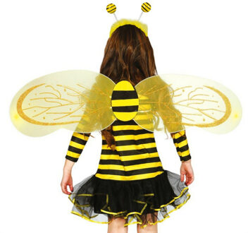 Bijtje/bijen verkleed set - vleugels en diadeem - geel - Meisjes - carnaval verkleed accessoires