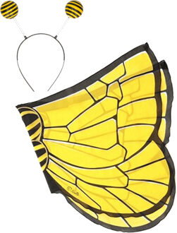 Bijtje verkleed set - vleugels en diadeem - geel - kinderen - carnaval verkleed accessoires