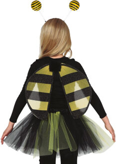 Bijtje verkleed set - vleugels/rokje/diadeem - geel - kinderen - carnaval verkleed accessoires