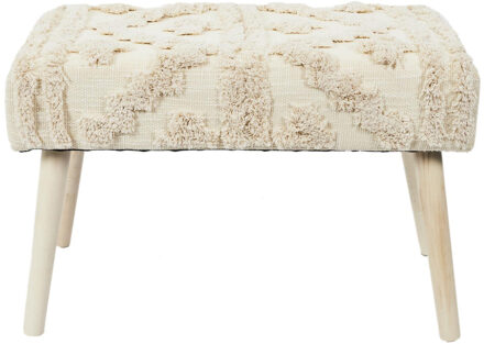 Bijzet krukje Berber Mirage - naturel - hout - 60 x 40 x 32 cm - Marokkaanse stijl