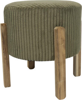 Bijzet krukje - groen - acaciahout - 35 x 35 cm