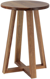 Bijzet krukje model Oslo - donkerbruin - acacia hout - D30 x H43 cm - bijzettafeltje